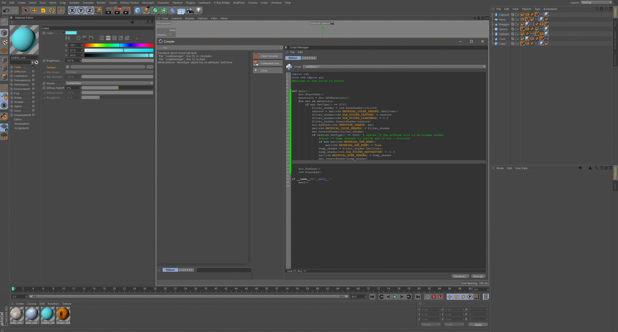 Materials and Shaders with Python - Python - CORE 4D Community