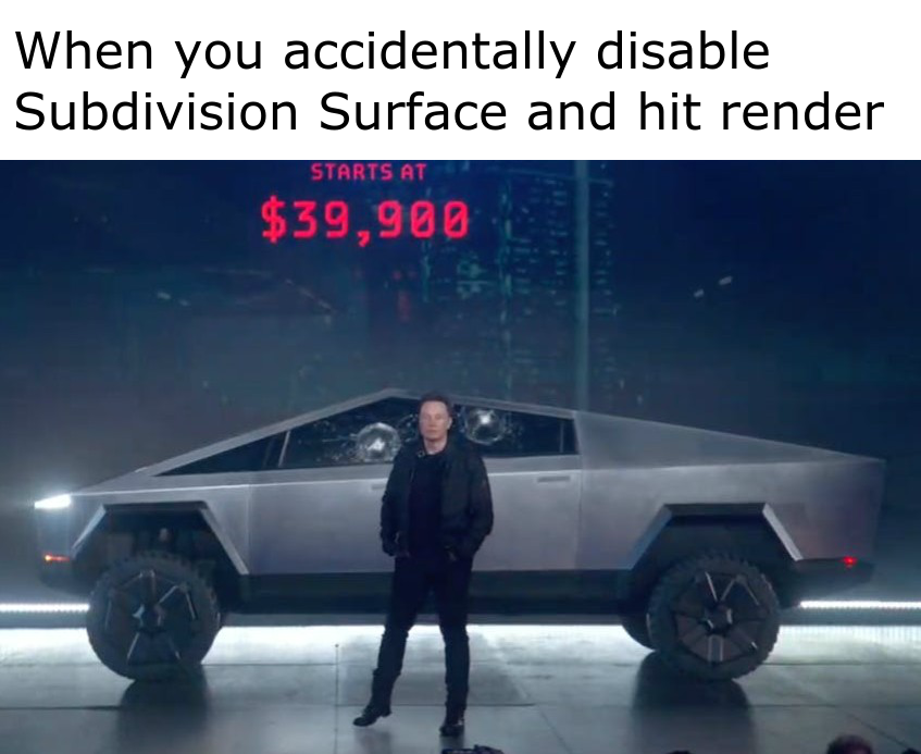 New TESLA Cyber truck = C4D Meme - Discussions - CORE 4D