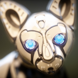 White Robot Cat - U-RENDER