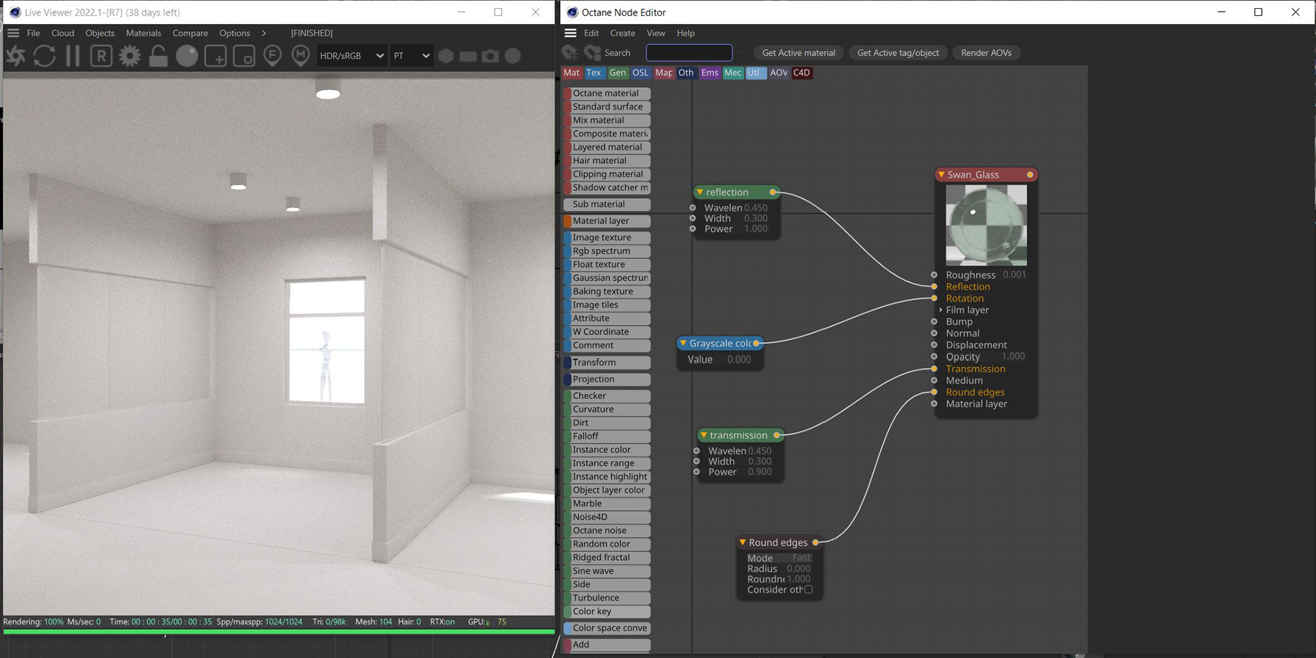 C4d and Octane HDRI not showing thru window glass Cinema 4D Core